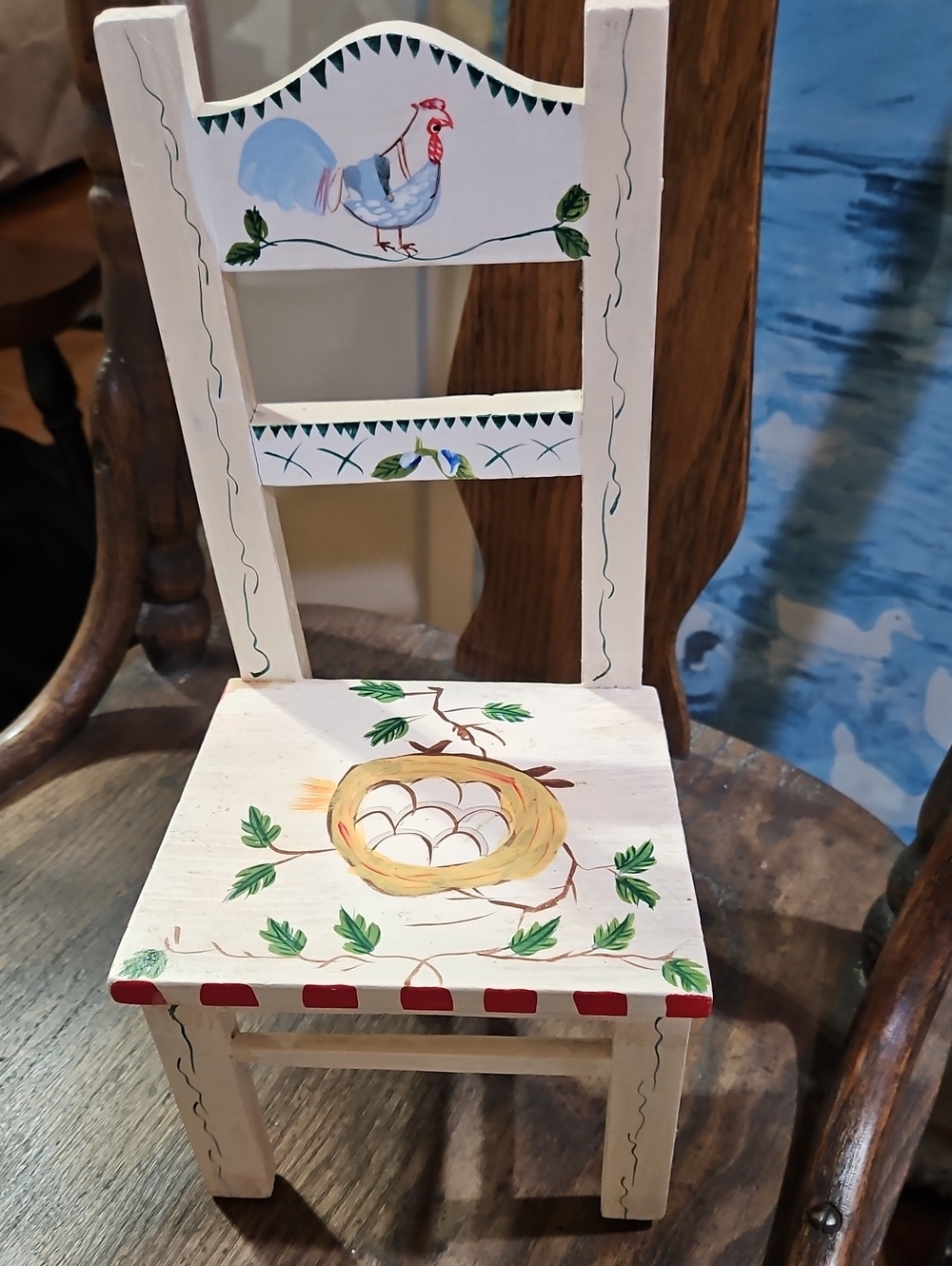 Hand-painted Vintage Rooster Mini Chair